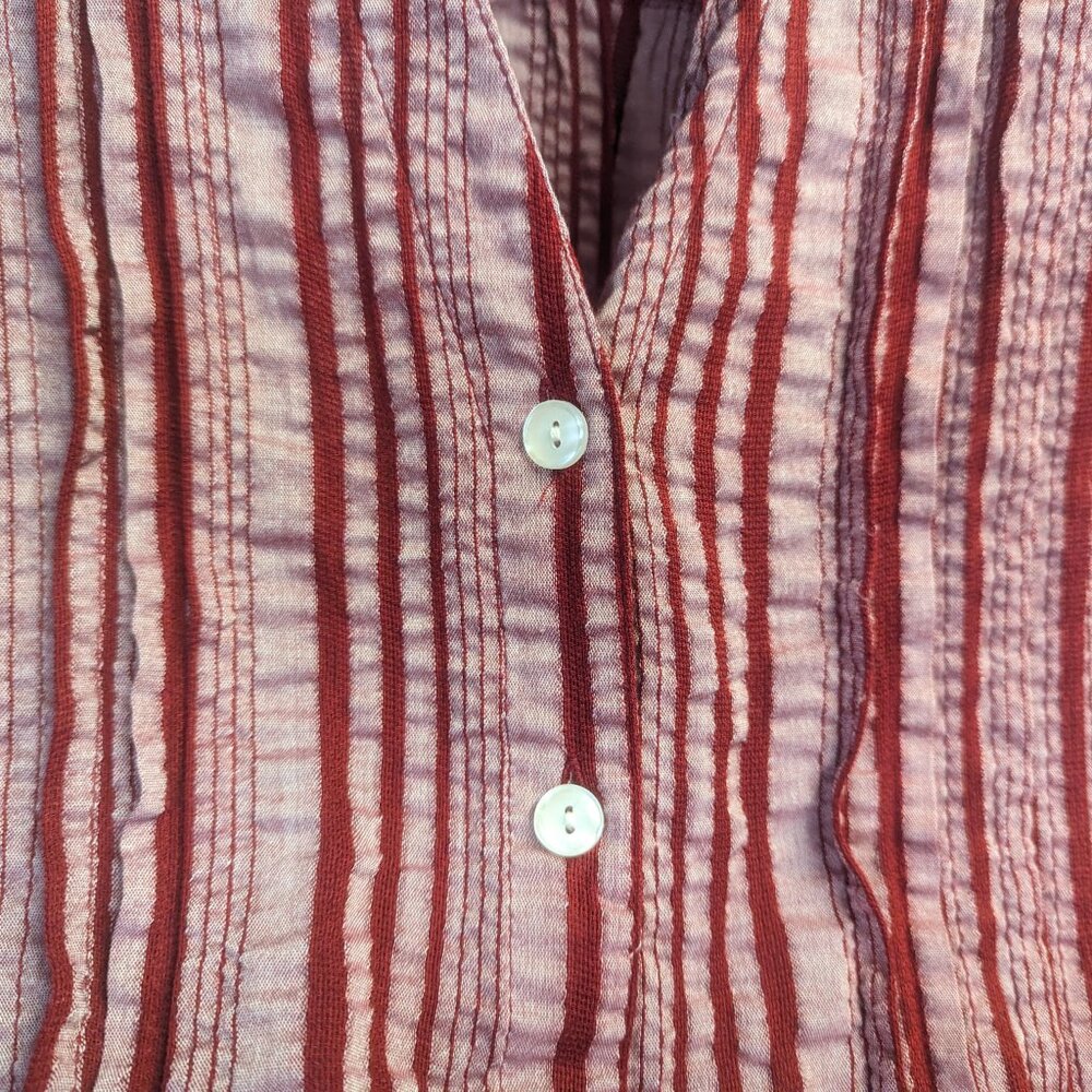 Ruby Rd. Size Small Red Striped Button Down - Picture 3 of 11